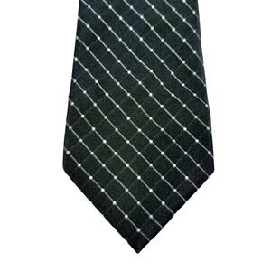 VTG Geoffrey Beene Black Silk Velvet Touch Diamond Lattice Necktie Classic Tie